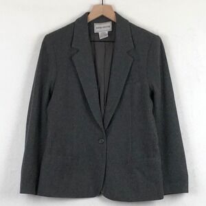 VTG ASHLEY BROOKE 100% Wool Blazer Women's Sz 10 Gray Single Button Academia